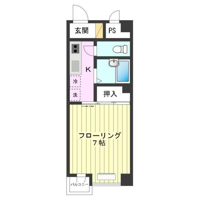 イグレック立川(1K/6階)の間取り写真