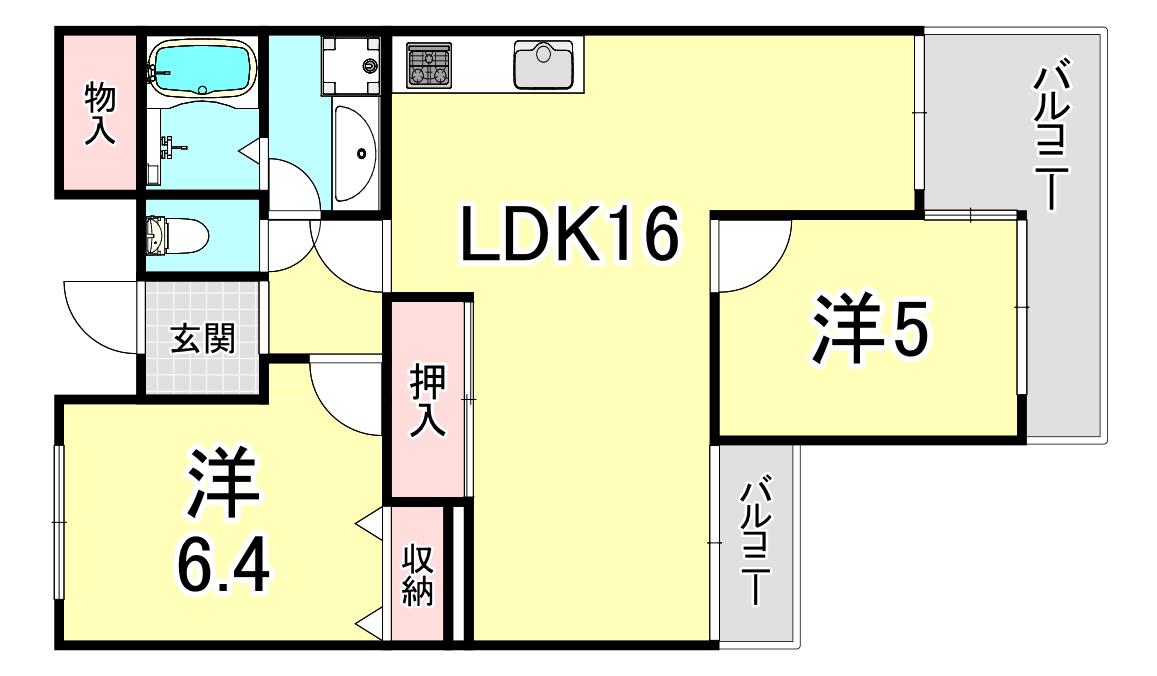 ガーデンハイツ桃山台壱(2LDK/2階)の間取り写真