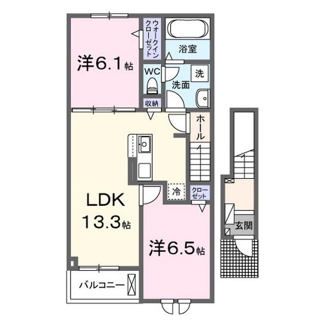 サンライズ・MITO A(2LDK/2階)の間取り写真