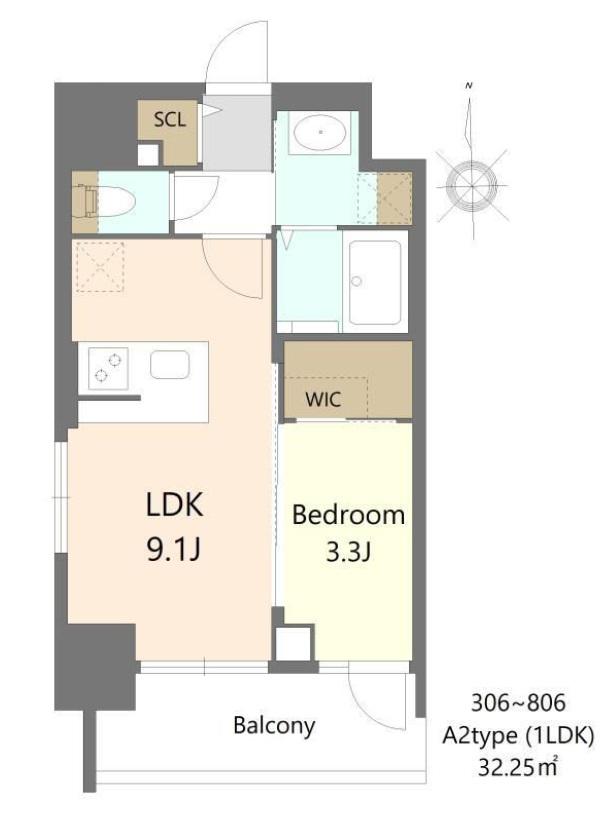 S-RESIDENCE松屋町ASENCE(1LDK/7階)の間取り写真