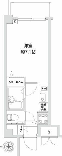 VERONA池袋本町LUSSO(1K/2階)の間取り写真