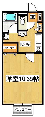 リヴェール市川C棟(1K/2階)の間取り写真