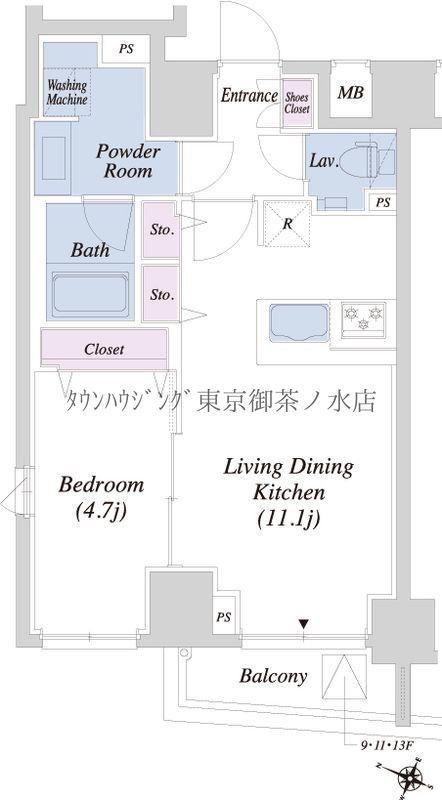 THEATER COURT本駒込(1LDK/11階)の間取り写真