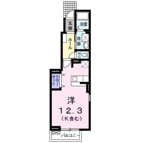 ポンテリブロK・II(ワンルーム/1階)の間取り写真