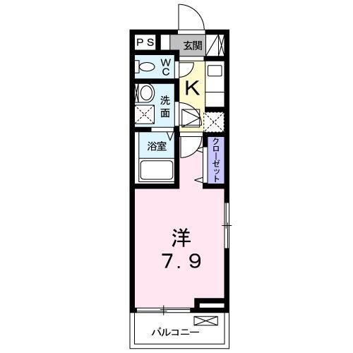 ラ ヴィ(1K/1階)の間取り写真