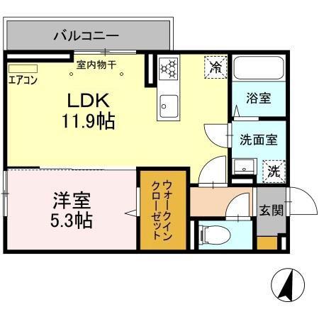 PALAST(1LDK/3階)の間取り写真
