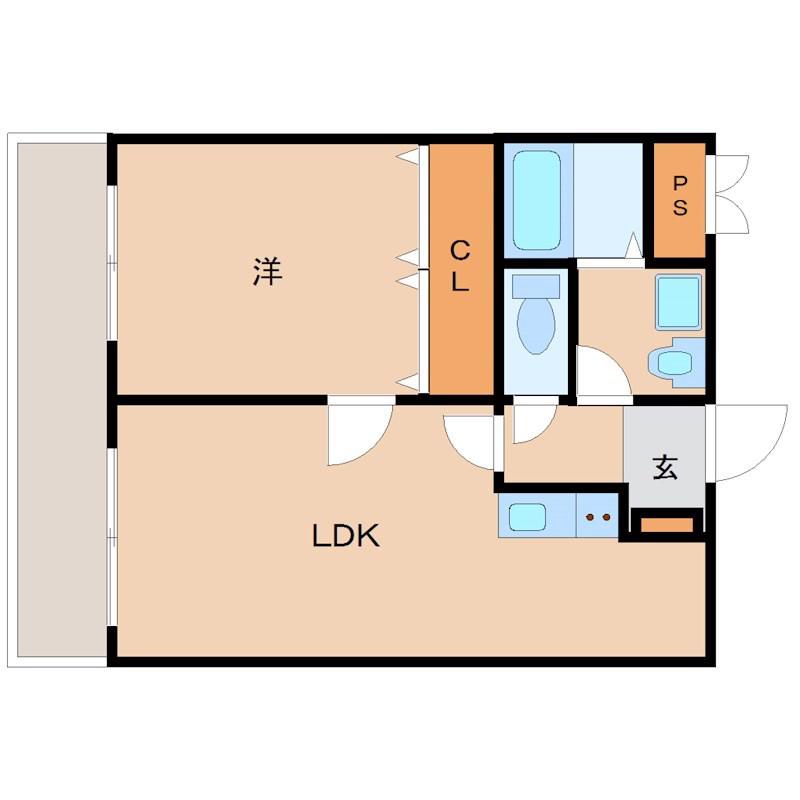 ラオルテンシア(1LDK/1階)の間取り写真