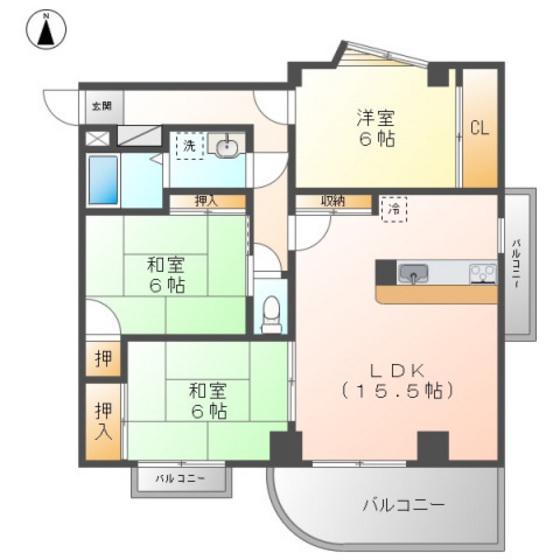 VIA SACRA(3LDK/3階)の間取り写真