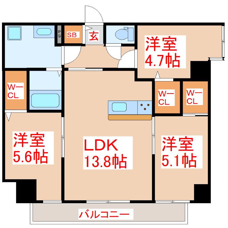 フォレストテラス(3LDK/6階)の間取り写真