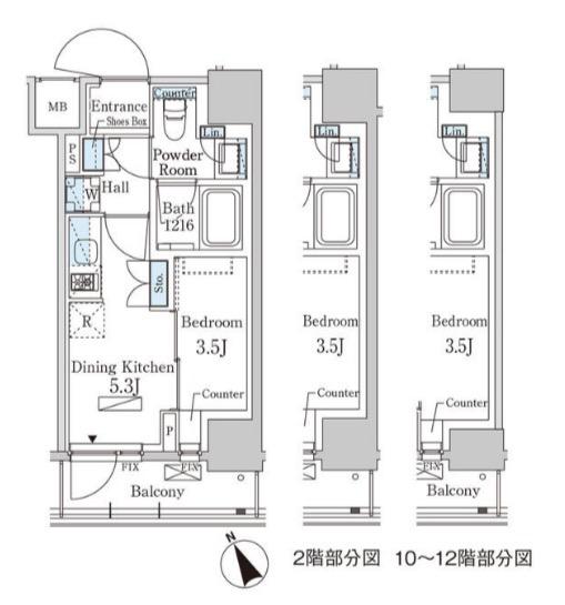 パークアクシス日本橋茅場町(1DK/10階)の間取り写真