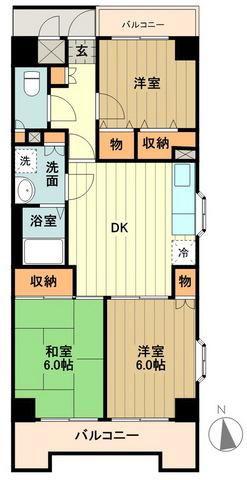アバクス立川(3DK/7階)の間取り写真