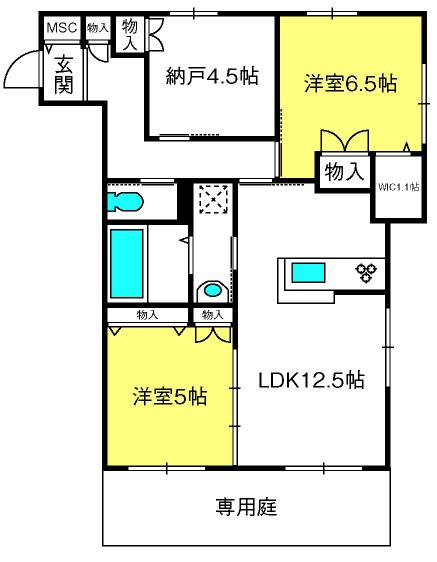 領家ガーデンコート(2SLDK/1階)の間取り写真
