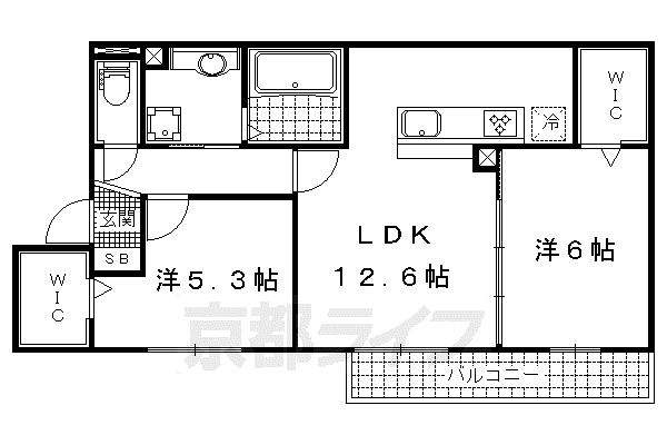 ヴィヴィアーナ(2LDK/2階)の間取り写真