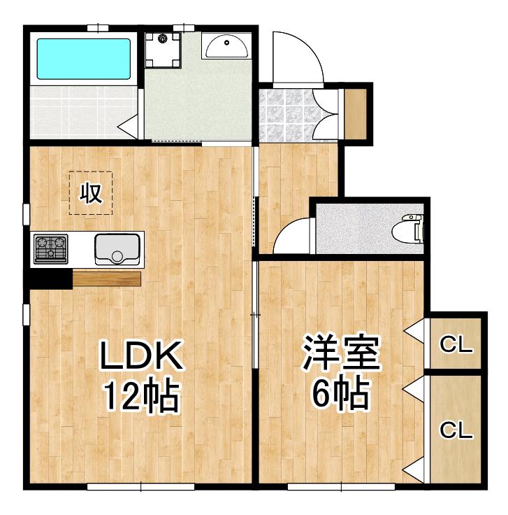 メゾンYASUI B(1LDK/1階)の間取り写真