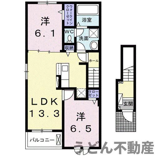 ベルエア上天神B(2LDK/2階)の間取り写真