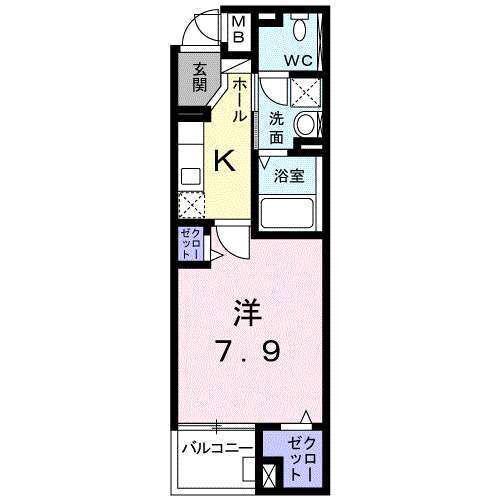 リアン M(1K/1階)の間取り写真