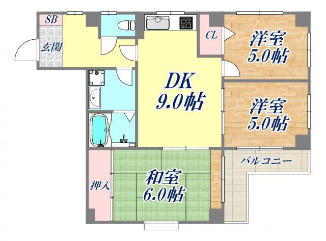 パル21武庫川(3DK/3階)の間取り写真