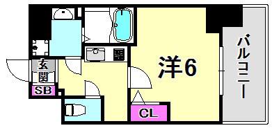 エスリード神戸三宮(1K/11階)の間取り写真