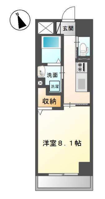 レジデンスアイリス医大南(1K/2階)の間取り写真