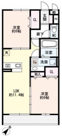 LALA FUKUDA(2LDK/1階)の間取り写真