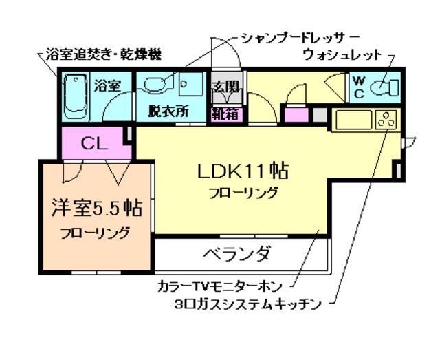 SHAMAISON FEUILLE(1LDK/3階)の間取り写真
