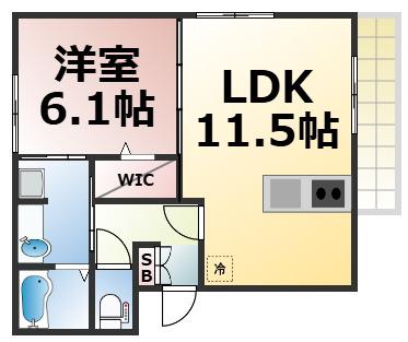 プラセールK(1LDK/3階)の間取り写真