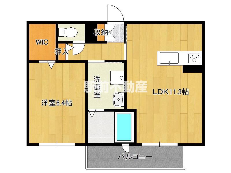 シャーメゾン佐嘉城内(1LDK/2階)の間取り写真