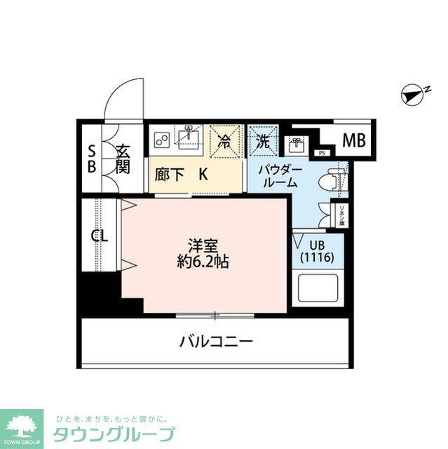 プレール・ドゥーク門前仲町III(1K/7階)の間取り写真