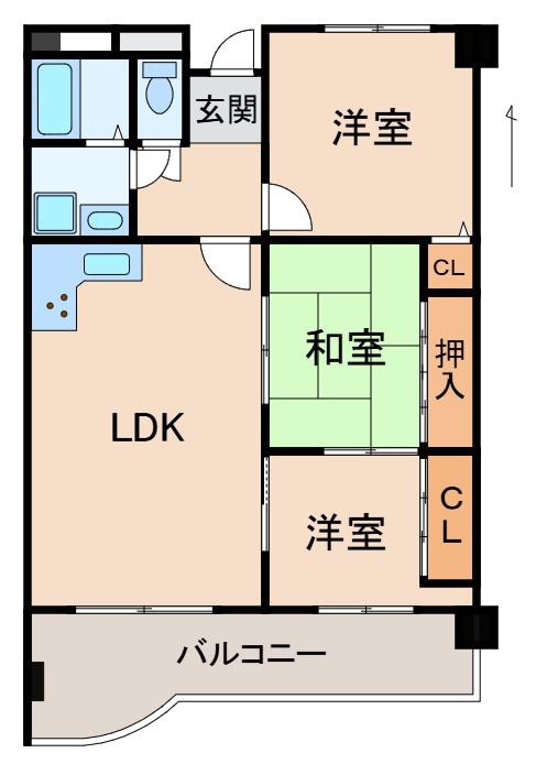 パレロワイヤル岩橋(3LDK/4階)の間取り写真
