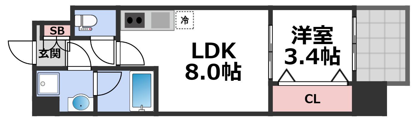 MV.IMP大阪放(1LDK/4階)の間取り写真