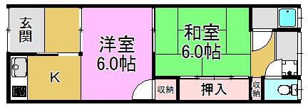 岩本文化(2K/2階)の間取り写真