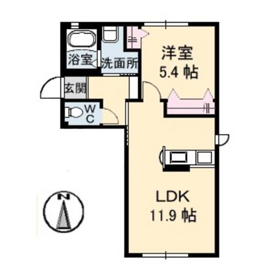 F SUNNY(1LDK/1階)の間取り写真