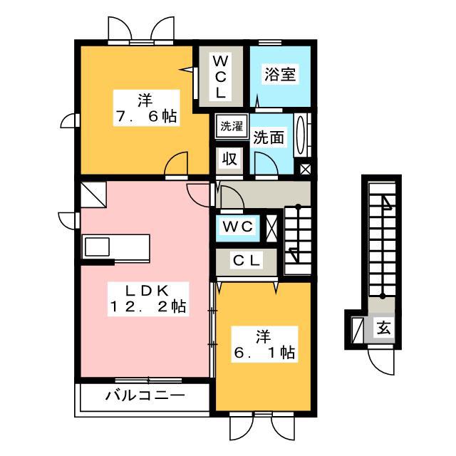 VILLANAGAYA(2LDK/2階)の間取り写真