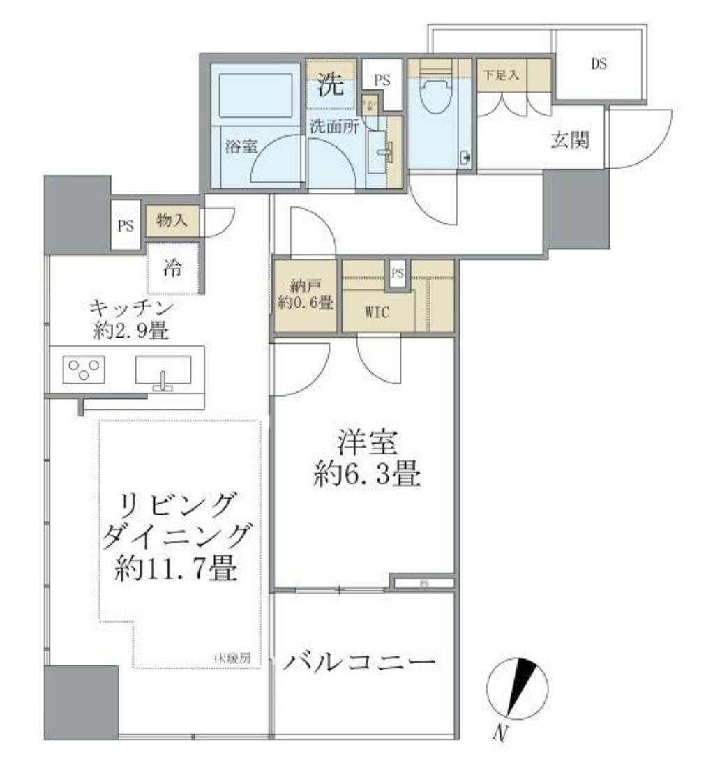 ブリリア二番町(1LDK/2階)の間取り写真