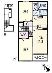 メゾン ド シュエットII(2LDK/2階)の間取り写真
