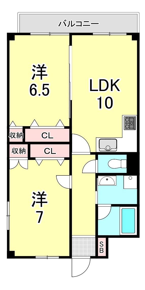 フローレンス夙川(2LDK/3階)の間取り写真