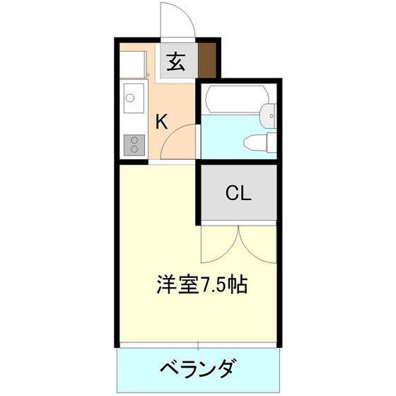 ヴィラ・ミナミII(1K/1階)の間取り写真