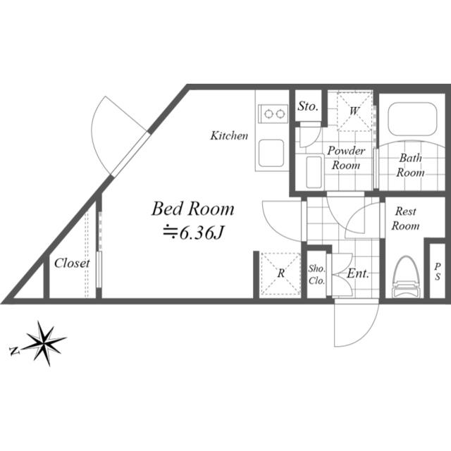REVE RESIDENCE白金台(ワンルーム/1階)の間取り写真