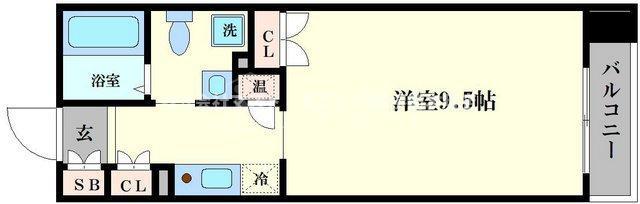 エイペックス東心斎橋I(1K/2階)の間取り写真
