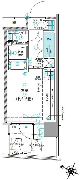 コムレジ赤羽 学生棟(ワンルーム/3階)の間取り写真