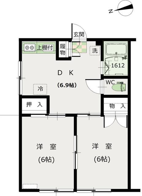 17の3番館(2DK/2階)の間取り写真