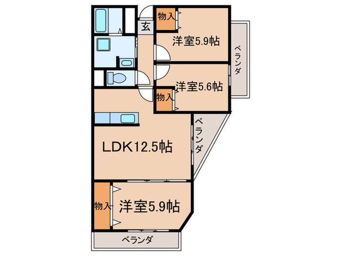 コンフォートパレス(3LDK/2階)の間取り写真