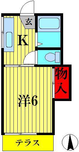 ハイツ坂本(1K/1階)の間取り写真