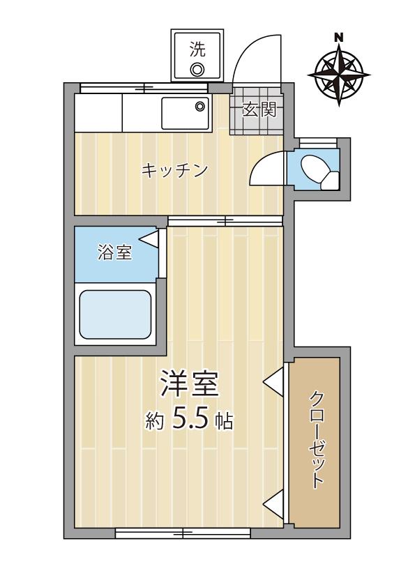 くるみ荘(1K/2階)の間取り写真