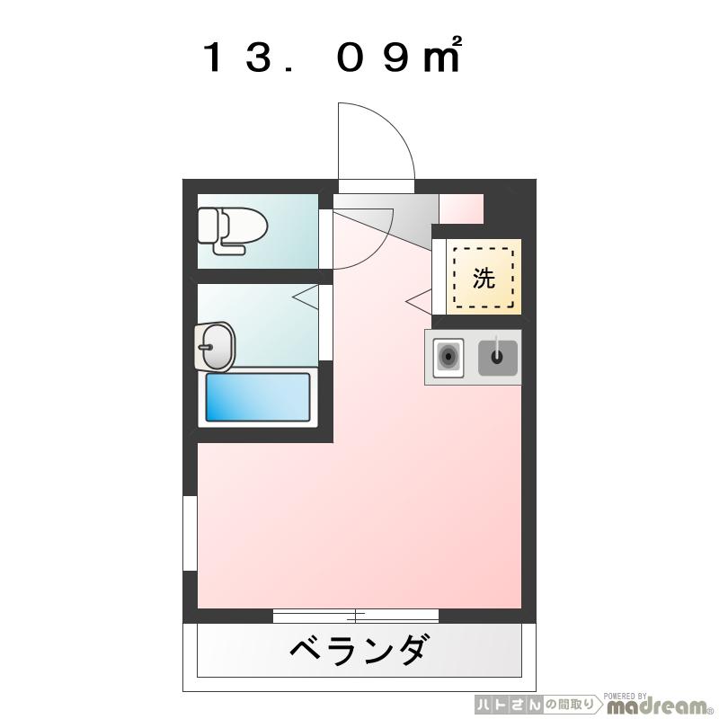 のんびりハウス(ワンルーム/2階)の間取り写真