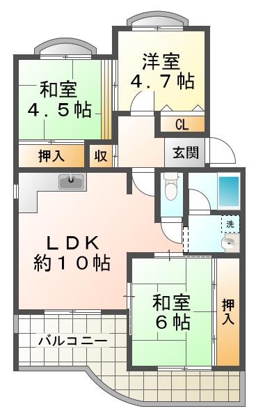 シティハイツ竹の台(3LDK/4階)の間取り写真