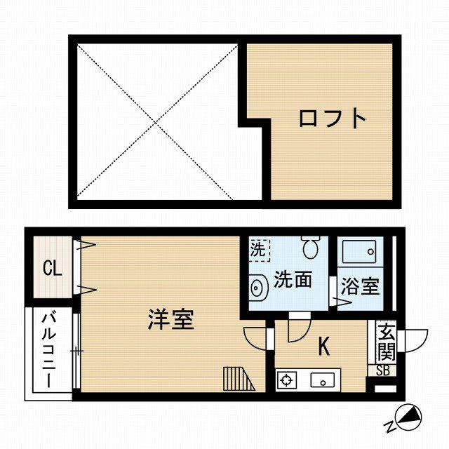 シキタトゥーリⅡ(1K/1階)の間取り写真