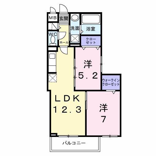 巽西3丁目(2LDK/3階)の間取り写真