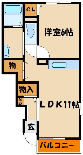 キートスII(1LDK/1階)の間取り写真