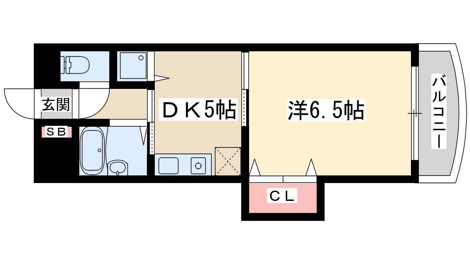 ノルデンハイム東三国(1DK/7階)の間取り写真